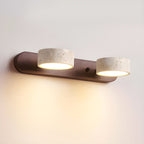 Applique murale en travertin et bois, LED intégrée, 2 à 4 lumières