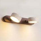 Applique murale en travertin et bois, LED intégrée, 2 à 4 lumières