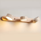 Applique murale en travertin et bois, LED intégrée, 2 à 4 lumières