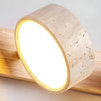 Applique murale en travertin et bois, LED intégrée, 2 à 4 lumières