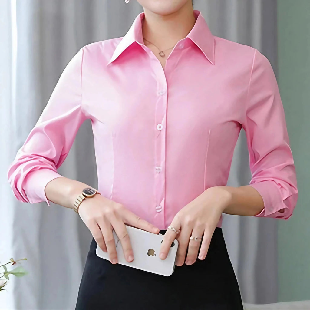 Chemise femme habillée, quatre coloris, du S au 3XL, rose