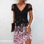 Robe pailletée femme à manches en dentelle, du S au 5XL, rose