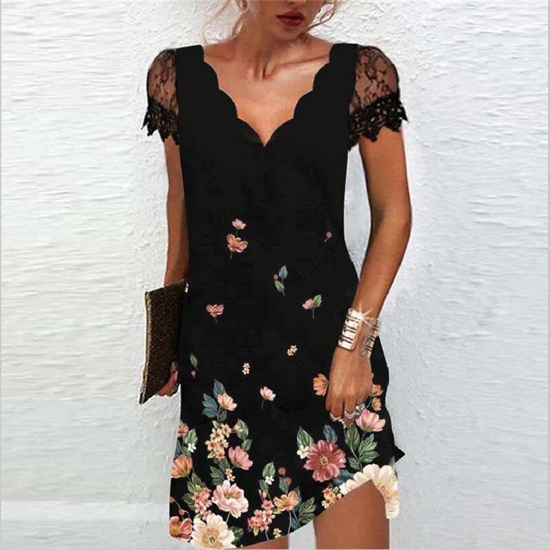 Robe pailletée femme à manches en dentelle, du S au 5XL, multicolore