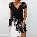 Robe pailletée femme à manches en dentelle, du S au 5XL, blanc