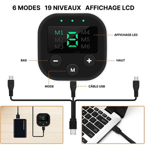 Électrostimulateur musculaire portable, 10 niveaux et 6 modes