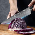 Set de couteaux de cuisine 10 pièces, acier 7Cr17MoV motif damassé