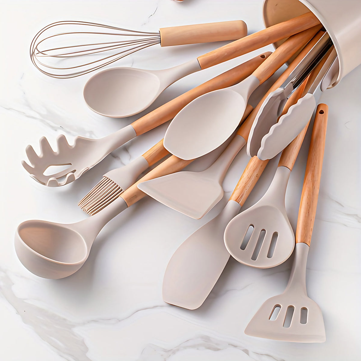 Ustensiles de cuisine en silicone, lot de 12, jusqu'à 230 °C