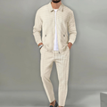 Costume deux pièces homme, veste et pantalon assortis, beige