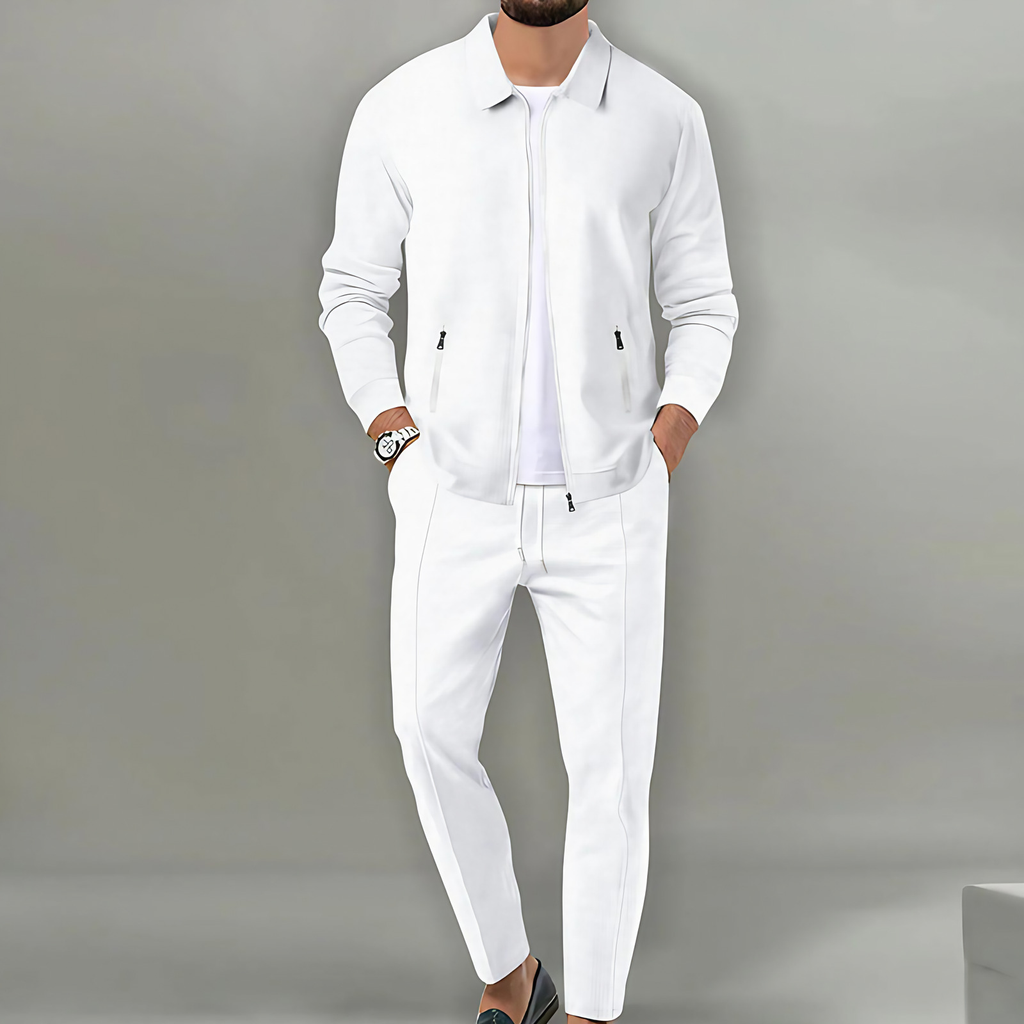 Costume deux pièces homme, veste et pantalon assortis, blanc