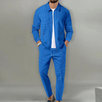 Costume deux pièces homme, veste et pantalon assortis, bleu