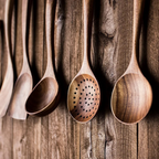 Ustensiles de cuisine en bois, lot de 5 pièces au style rustique