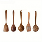 Ustensiles de cuisine en bois, lot de 5 pièces au style rustique