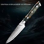 Set de 7 couteaux de cuisine en acier damas VG10, manches en bois