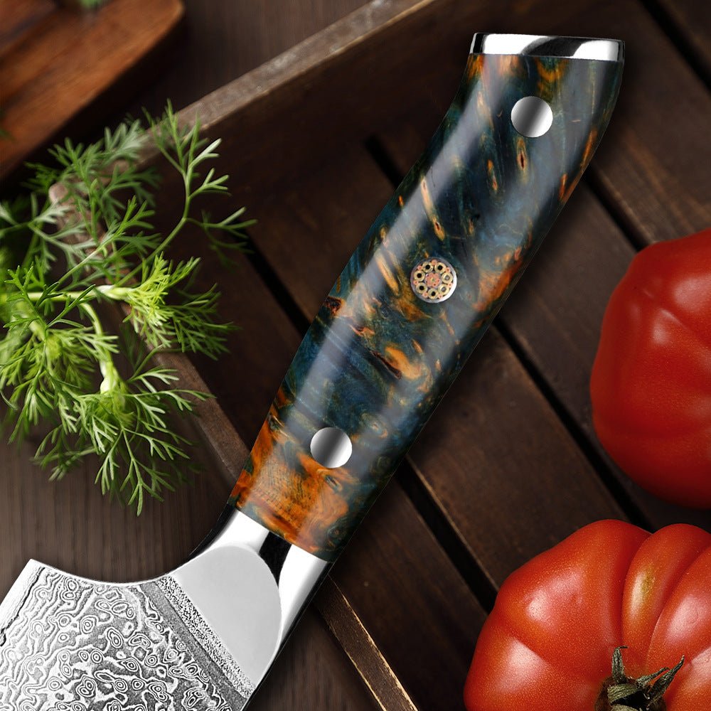 Set de 7 couteaux de cuisine en acier damas VG10, manches en bois