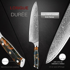 Set de 7 couteaux de cuisine en acier damas VG10, manches en bois