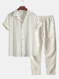 Ensemble homme chemise boutonnée et pantalon assorti, d'été, sable