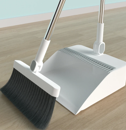 Balai et pelle à dents pliables, tête rotative à 180 degrés