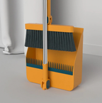 Balai et pelle à dents pliables, tête rotative à 180 degrés, orange