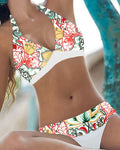 Bikini femme deux pièces ajusté, cinq coloris, du S au 3XL, blanc et rouge