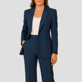 Ensemble blazer cintré et pantalon droit femme, sept coloris, bleu marine