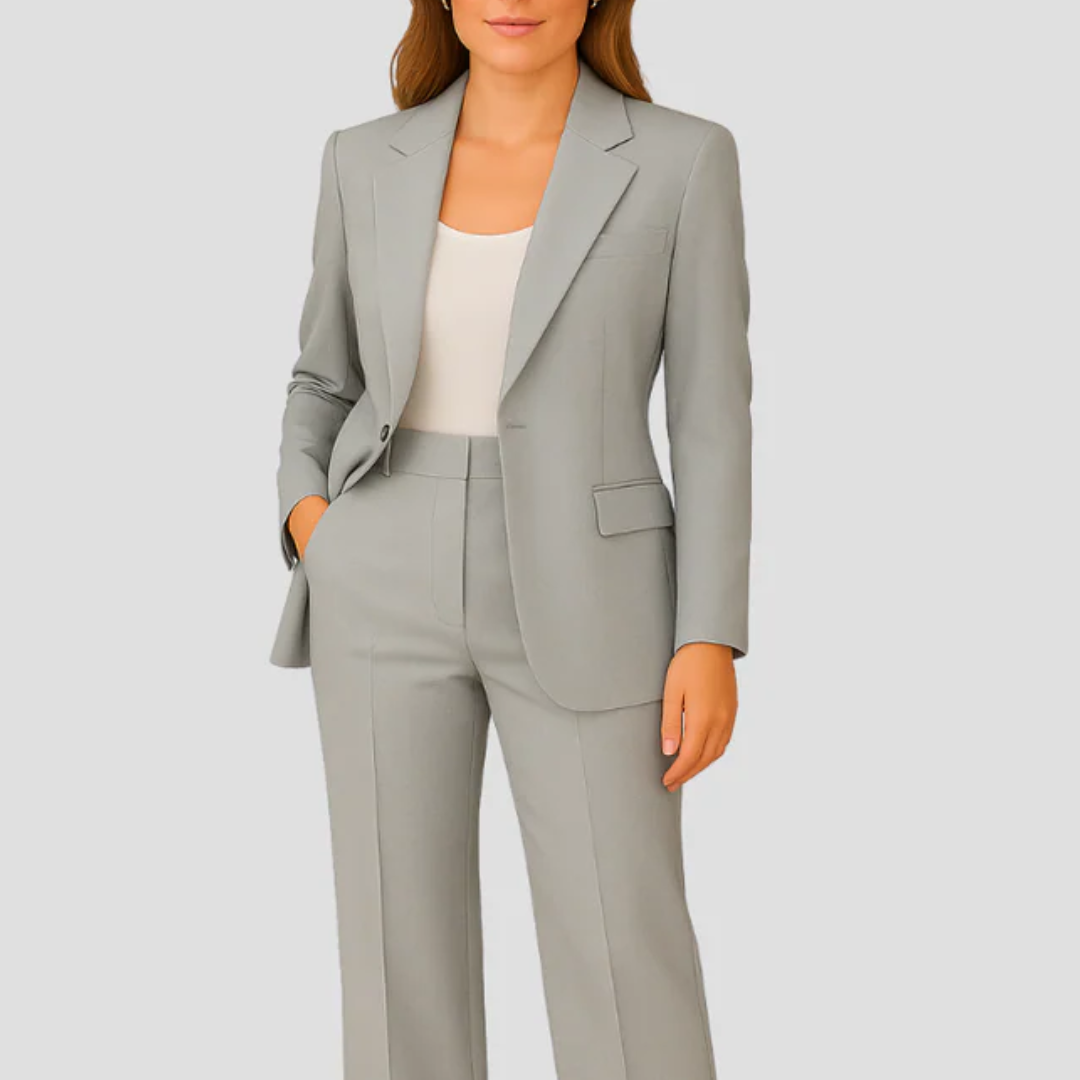 Ensemble blazer cintré et pantalon droit femme, sept coloris, gris
