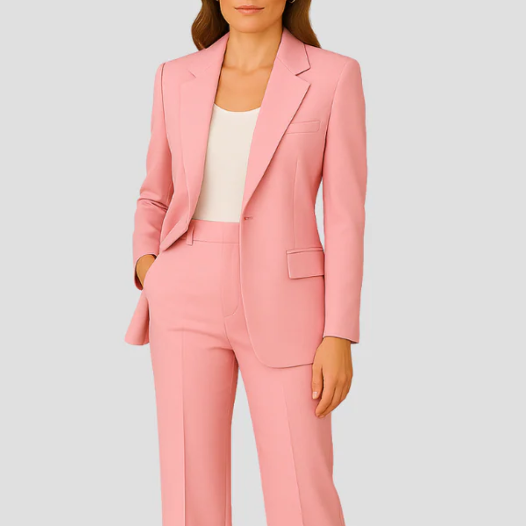 Ensemble blazer cintré et pantalon droit femme, sept coloris, rose