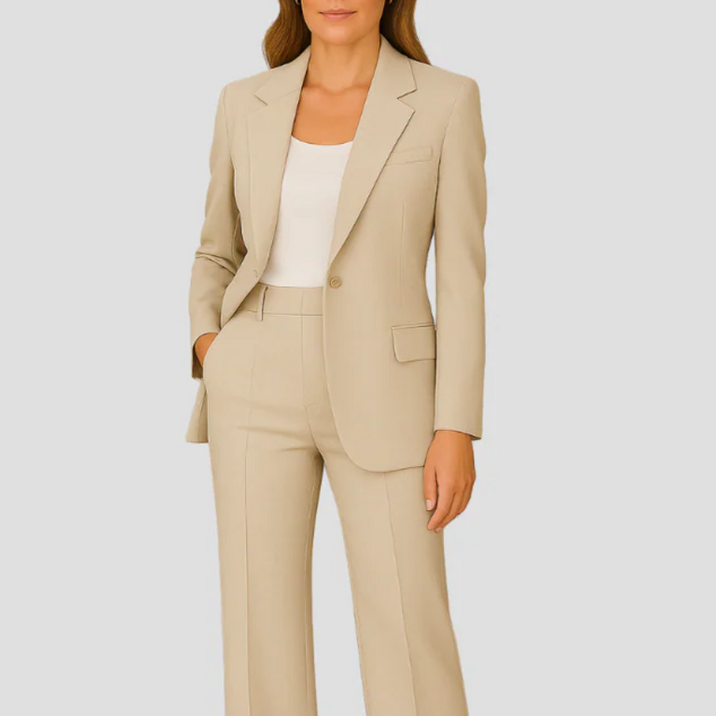 Ensemble blazer cintré et pantalon droit femme, sept coloris, kaki