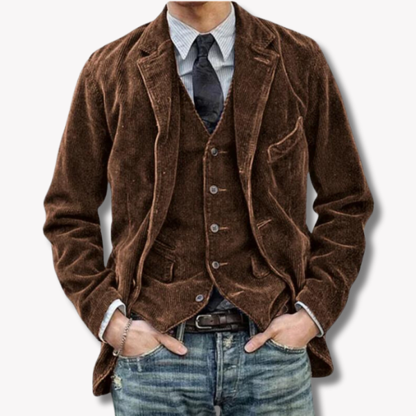 Ensemble blazer et gilet homme, quatre coloris, du S au 3XL, marron