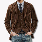 Ensemble blazer et gilet homme, quatre coloris, du S au 3XL, marron