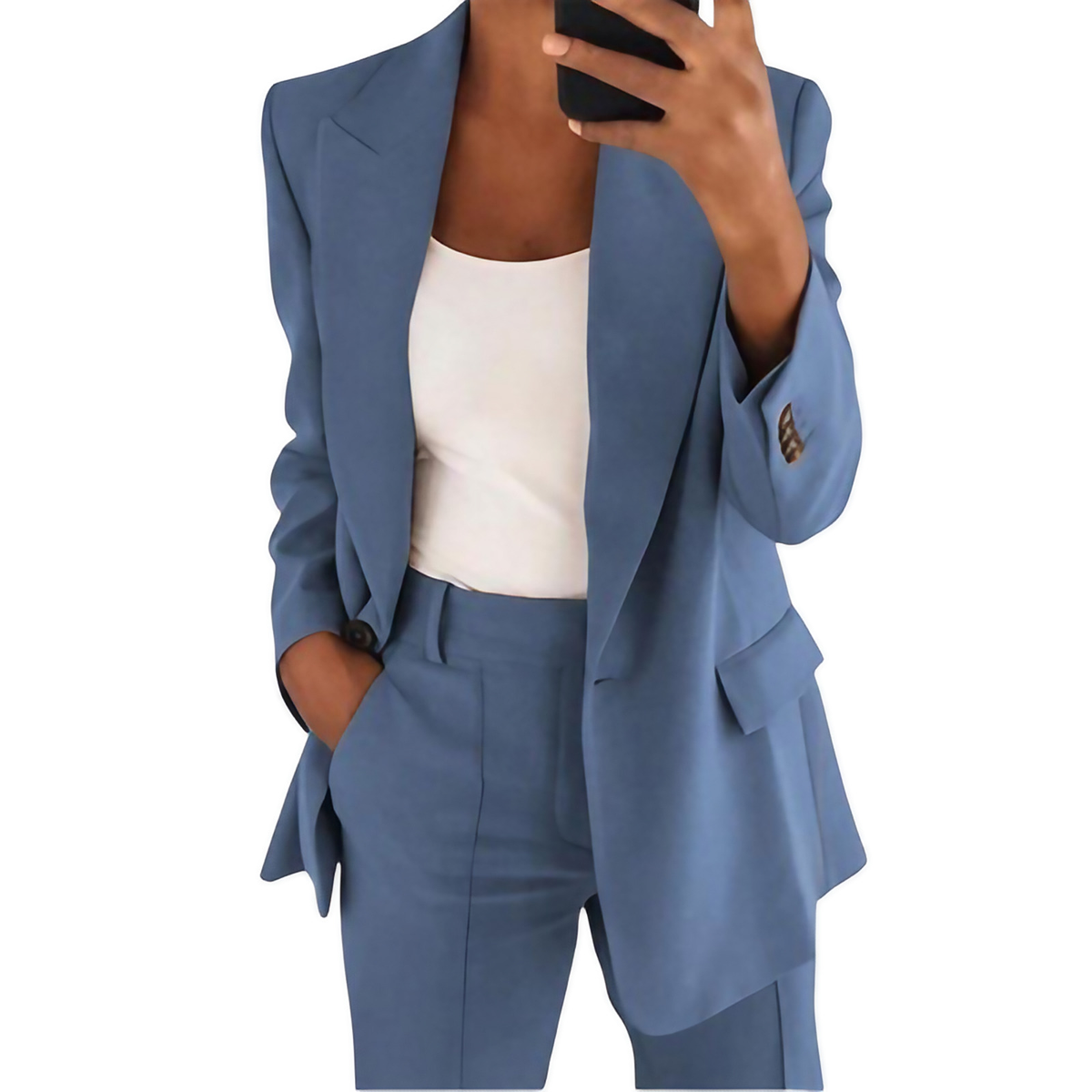 Tailleur pantalon femme, blazer et pantalon assortis, du S au 4XL, bleu