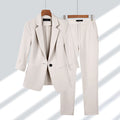 Ensemble tailleur pantalon femme, blazer assorti, du M au 4XL, beige