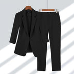 Ensemble tailleur pantalon femme, blazer assorti, du M au 4XL, noir