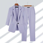 Ensemble tailleur pantalon femme, blazer assorti, du M au 4XL, lilas
