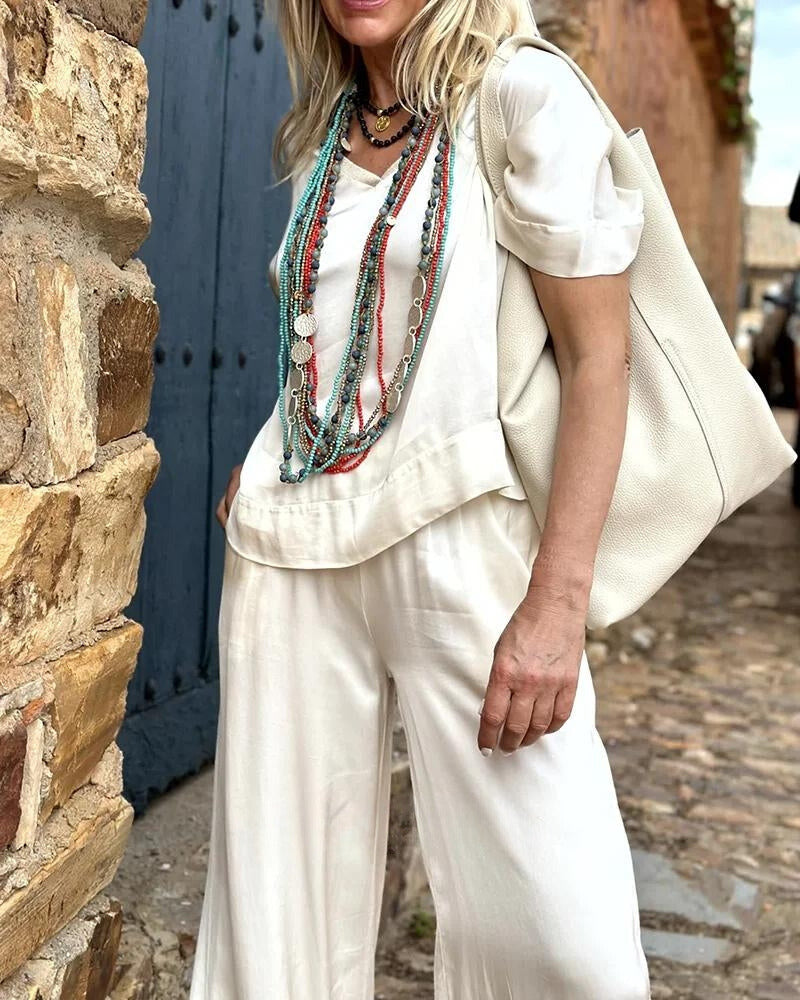 Ensemble femme chemisier et pantalon assorti, du S au 5XL