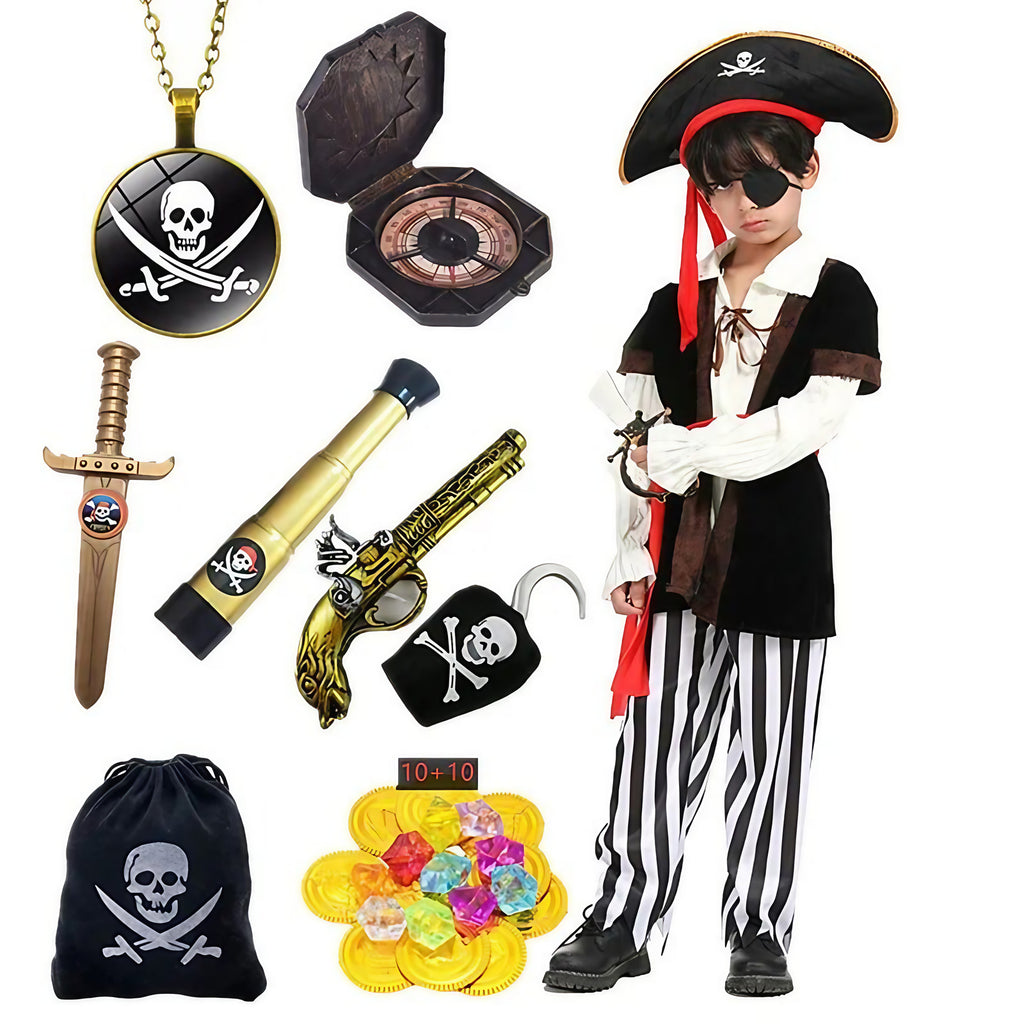 Déguisement pirate garçon, de 4 à 10 ans, avec ou sans accessoires