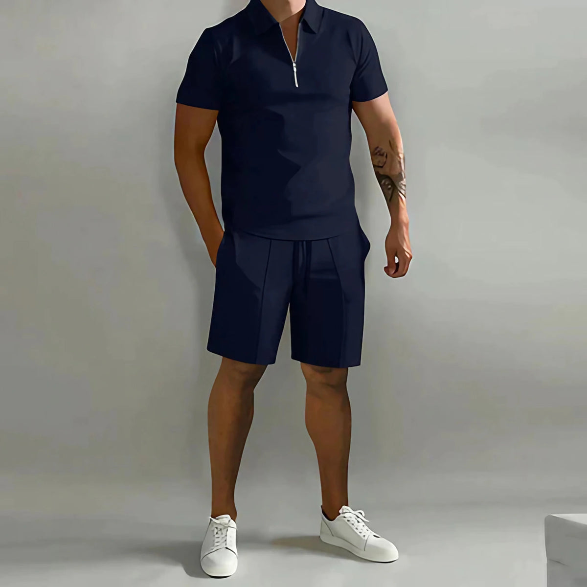 Ensemble homme haut et bas assortis, six coloris, du S au 3XL, bleu foncé