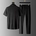 Ensemble coordonné homme d'été en tissu texturé, noir ou blanc, noir