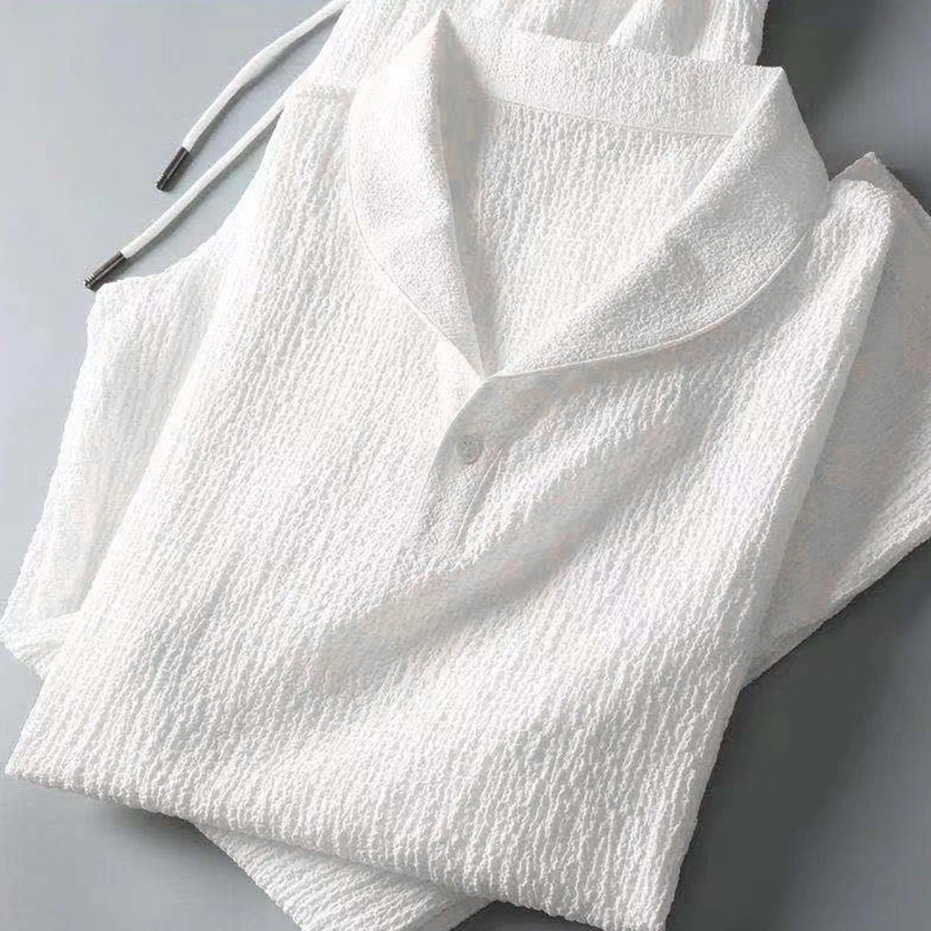Ensemble coordonné homme d'été en tissu texturé, noir ou blanc