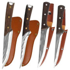 Set de 3 couteaux chef, désosser et boucher, avec étui en cuir