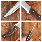 Set de 3 couteaux chef, désosser et boucher, avec étui en cuir