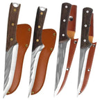 Set de 3 couteaux chef, désosser et boucher, avec étui en cuir