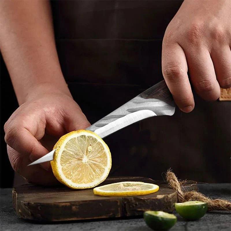 Set de 3 couteaux chef, désosser et boucher, avec étui en cuir