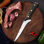 Set de 3 couteaux chef, désosser et boucher, avec étui en cuir