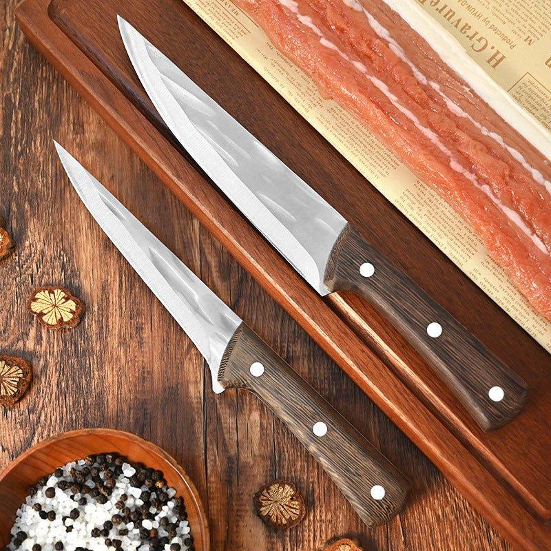 Set de 3 couteaux chef, désosser et boucher, avec étui en cuir