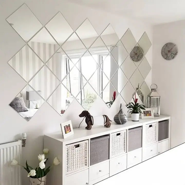 Miroirs adhésifs muraux en acrylique, lot de 4, trois formats