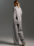 Ensemble femme deux pièces, pull polo et pantalon ample, du S au L