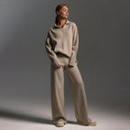 Ensemble femme deux pièces, pull polo et pantalon ample, du S au L