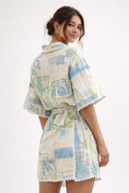 Ensemble d'été femme blanc à nœud et ceinture ajustable