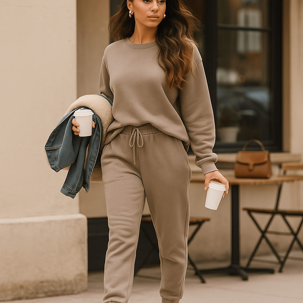 Ensemble détente femme en coton à capuche, six coloris, gris