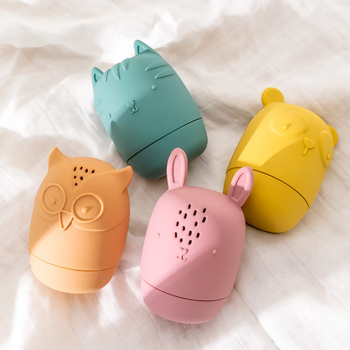 Jouets de bain en silicone, quatre animaux, faciles à laver
